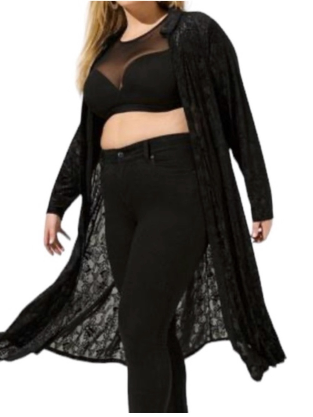 NWT - TORRID Velvet Burnout Deep Black Kimono/Duster Size 4X (26) - Picture 5 of 10